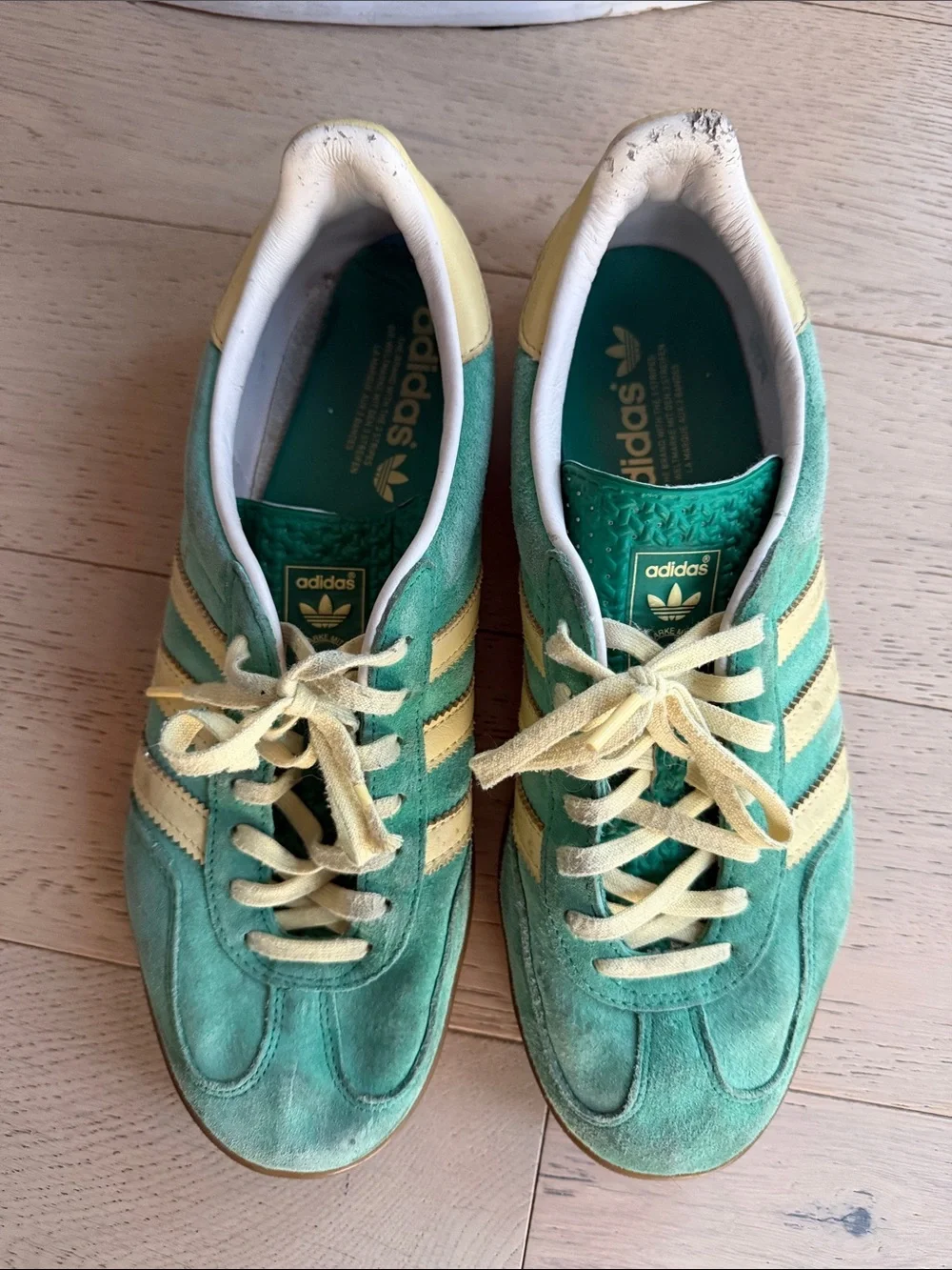 adidas Green Suede Sneakers with Yellow Stripes